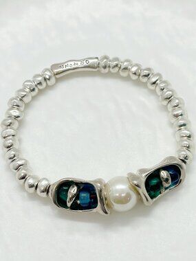 UNO de 50 Style Silver Pearl & Multicolor Bead Bracelet